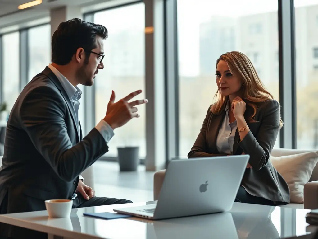 An image of a business coach discussing financial plans with a client, with charts and graphs on a laptop screen, representing the Business Financial Coaching service.